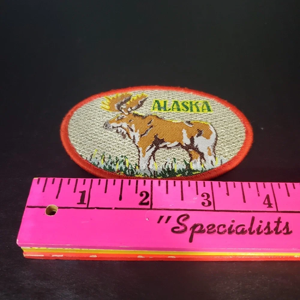 VTG ALASKA With Moose Woven‎ Sew-On Oval Patch